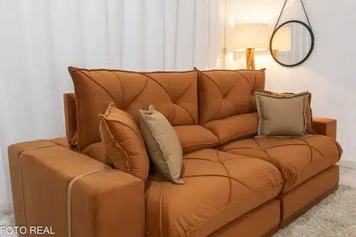 Sofá Retrátil Reclinável Gran Bello 2.50m Veludo Terracota 24 - Molas Ensacadas Pocket - Imagem 6