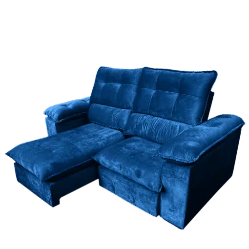 Sofá Retrátil e Reclinável Suíça 2,10 m  Veludo Azul - LEO DECOR - Imagem 2