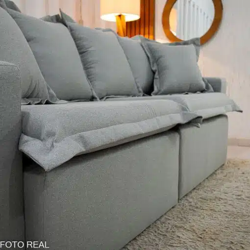 Sofá Retrátil e Cama Torino 2.10m Linho Cinza 507 - Sem Caixa - Imagem 6