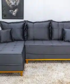 Sofá 3 Lug. Milão C/Chaise Lado Direito Veludo Cinza 814 Larg. 2.30m - Molas Ensacadas