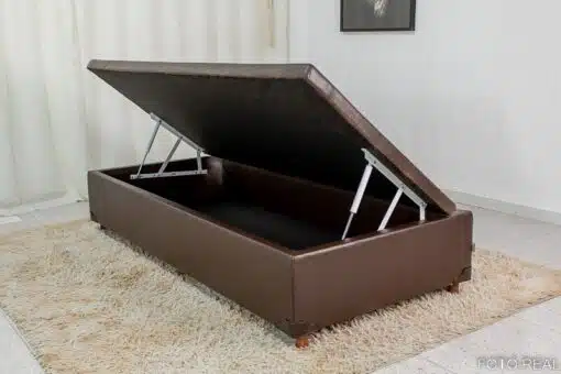 Base Box Baú Solteiro Prime 88x188x38 Korino Café SE - Imagem 2