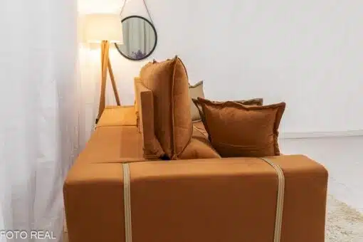 Sofá Retrátil Reclinável Gran Bello 2.50m Veludo Terracota 24 - Molas Ensacadas Pocket - Imagem 8