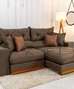 Sofá Retrátil Reclinável Gran Bello 2.50m Linho Marrom - Molas Ensacadas Pocket