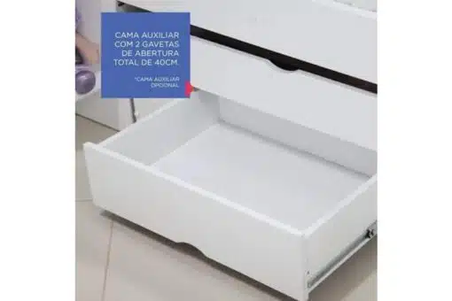 Cama Solteiro Milênio Branca Cabeceira C/ Baú - D Doro - Imagem 7