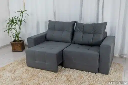 Sofá Retrátil Havaí 1.80m Veludinho Cinza 20 - Sem Caixa - Imagem 3