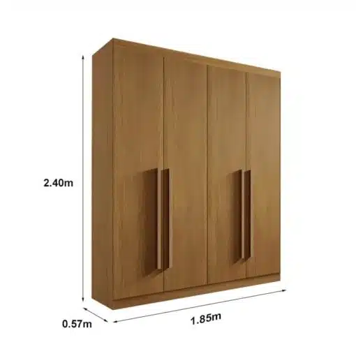 Roupeiro Solteiro Da Vinci Plus Cinamomo 4 Portas 3 Gavetas 100% MDF Larg. 1.85m - D Doro - Imagem 3