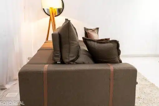 Sofá Retrátil Reclinável Gran Bello 2.50m Linho Marrom - Molas Ensacadas Pocket - Imagem 8