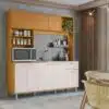 Armário Kit de Cozinha Núria 9 Portas 1 Gaveta - Freijo Ripado/Off white