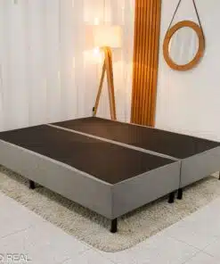 Box Queen Sued Cinza 158x198x37 - Nosso Sonho