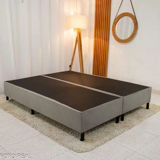 Box Queen Sued Cinza 158x198x37 - Nosso Sonho