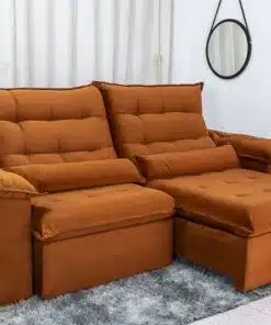 Sofá Retrátil Reclinável Emanuelly 2.30m Veludo Terracota 24 - D28 Soft