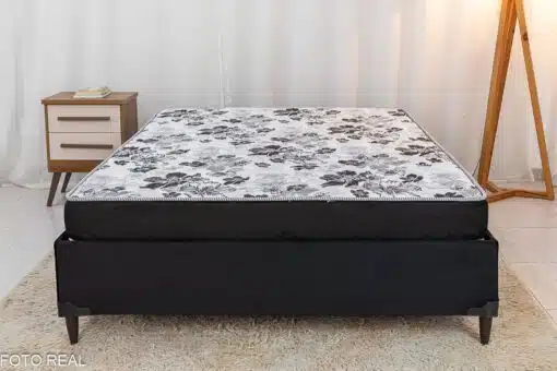 Box Casal Zeus Sued Preto + Colchão Casal Santé D33 138x188x15 Nosso Sonho - Imagem 2