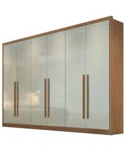 Roupeiro Casal Robust Plus Cumaru/Fendi Fosco 6 Portas 8 Gavetas 100% MDF Larg. 2.76m - Novo Horizonte