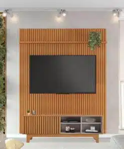 Rack Sereno Cinamomo/Off Ripado Larg. 1.68m + Painel Riso Cinamomo Ripado TV até 65 Polegadas Larg. 1.82m - JCM