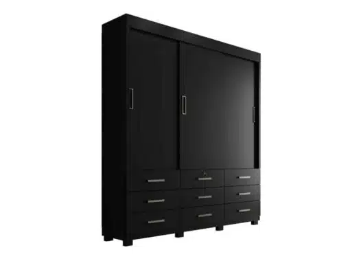 Guarda-Roupa Itapema II 3 portas de correr Sem espelho 9 gavetas - Preto - Imagem 2