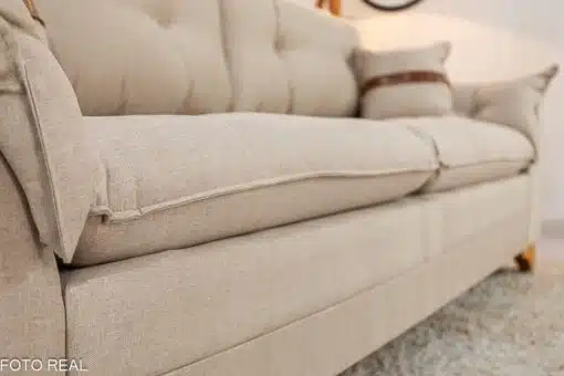 Sofá 3 Lugares Creta Linho Bege 24 Larg. 2.00m - Molas bonnel - Imagem 4