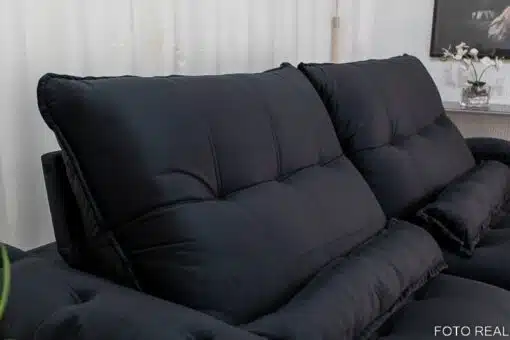 Sofá Retrátil Reclinável Ibis 2.50m Veludo Preto 820 - D33 e Molas Ensacadas - Imagem 8