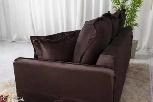 Sofá 3 lugares Vican Veludo Marrom 5004 Larg. 2.00m - Molas Bonnel - Imagem 6