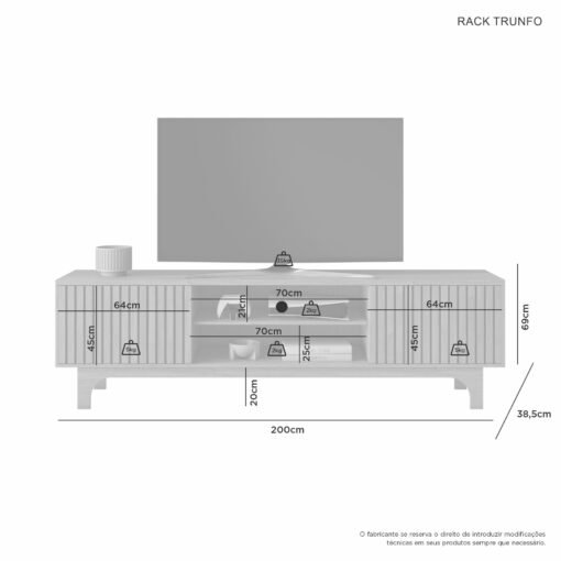 Rack Trunfo 70" - Cinamomo/Off - Imagem 2