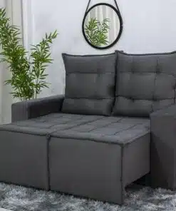 Sofá Retrátil Reclinável Rafaela 1.60m Veludinho Cinza B10