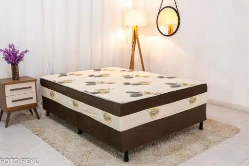 Cama Box Casal Ortopédica Marrom 138x188x60 - Nosso Sonho