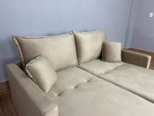 Sofá Cama Retrátil Reclinável Positano 1.80m Mod.80 - Capuccino Veludo - Imagem 4
