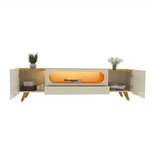 Rack Nobre Off/Naturale C/ Led 100% MDF TV até 70 Polegadas Larg. 2.10m - Gelius - Imagem 4