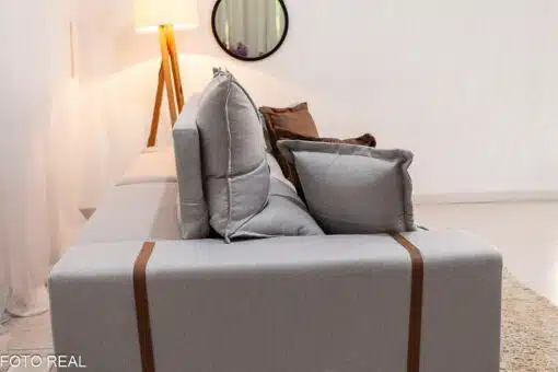 Sofá Retrátil Reclinável Gran Bello 2.30m Linho Cinza 31 - Molas Ensacadas Pocket - Imagem 8