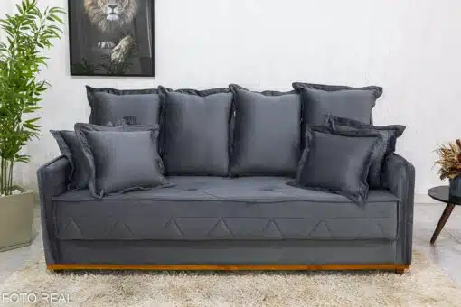 Sofá 3 lugares Vican Veludo Cinza 5001 Larg. 2.00m - Molas Bonnel - Imagem 2