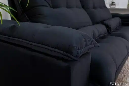 Sofá Retrátil Reclinável Ibis 2.50m Veludo Preto 820 - D33 e Molas Ensacadas - Imagem 7