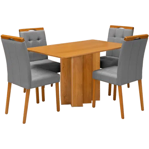 Mesa Recife 120 Cinamono Laminado com 4 Cadeiras Sophia Veludo Cinza Grafite – CEL MÓVEIS + WM DECOR - Imagem 3