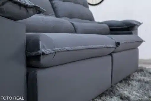 Sofá Retrátil Reclinável Emanuelly 2.30m Veludo Cinza 20 - D28 Soft - Imagem 7