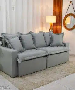 Sofá Retrátil e Cama Torino 2.10m Linho Cinza 507 - Sem Caixa
