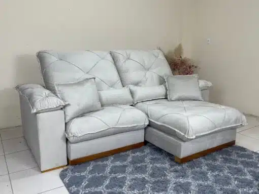 Sofá Retrátil e Reclinável Eros 2.50m - Bege Veludo - Imagem 4