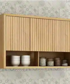 Aéreo Cozinha Torino Cinamomo 3 Portas Ripado Larg. 1.20m - Valdemoveis