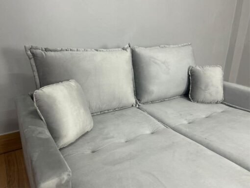 Sofá Cama Retrátil Reclinável Positano 1.80m Mod.80 - Prata Veludo - Imagem 2
