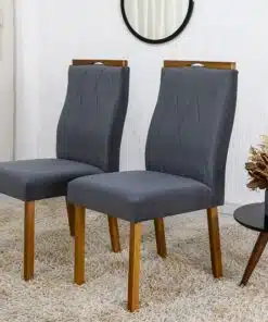2 Cadeiras Lisboa Cinza 507 Madeira Maciça Art Assento - Entregue Montada
