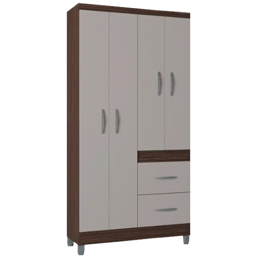 Guarda-Roupa 4 Portas Milão 0,91 m Chocolate/Off White - POQUEMA - Imagem 2