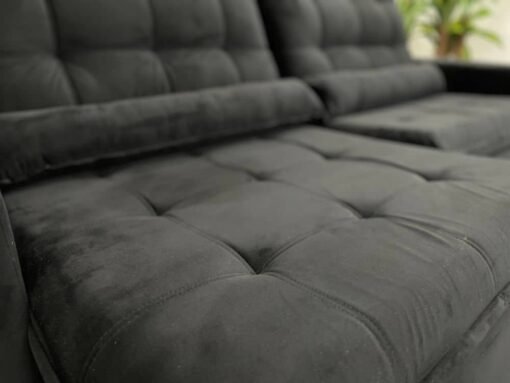 Sofá Retrátil Reclinável Small 2.30m - Preto Veludão - Imagem 4