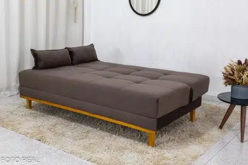 Sofá Cama Madrid Veludo Marrom 2263 Larg. 1.80m - Molas Bonnel - Imagem 5