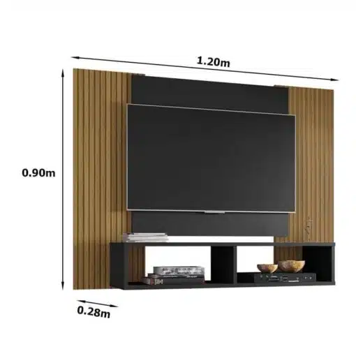 Painel Navi para TV até 47 Polegadas Preto Ripado Bechara - Imagem 3