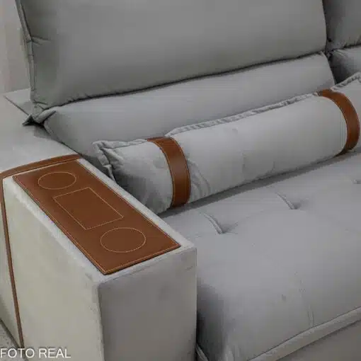Sofá Retrátil Reclinável Ravello 2.50m Veludo Prata 3040/03 - Molas Ensacadas Pockets - Imagem 7