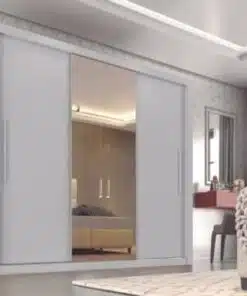 Guarda-Roupa Panamá 3 portas de correr com 1 espelho - Branco