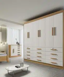 Roupeiro Casal Mônaco Cinamomo/Off 6 Portas 12 Gavetas Larg. 2.40m - D Doro