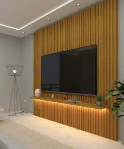 Painel Nobre Naturale Ripado C/ Led 100% MDF TV até 75 Polegadas Larg. 1.85m - Gelius
