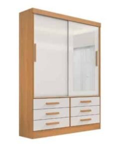 Guarda-Roupa Meridian 2 portas e 6 gavetas - Cinamomo/Off White