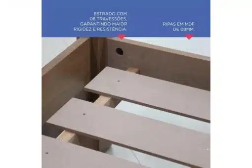 Cama Solteiro Milênio Cinamomo Cabeceira C/ Baú Larg. 1.30m - D Doro - Imagem 3