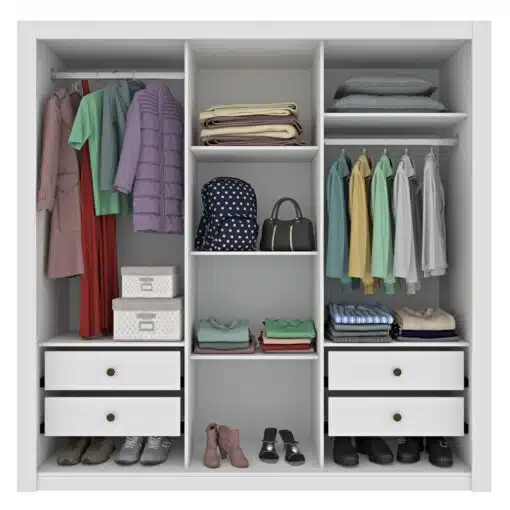 Guarda-Roupa 3 Portas Valência/Turia 1,90 m Branco Neve - TCIL - Imagem 2