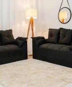 Sofá 3 e 2 lugares Petra Veludinho Preto 601