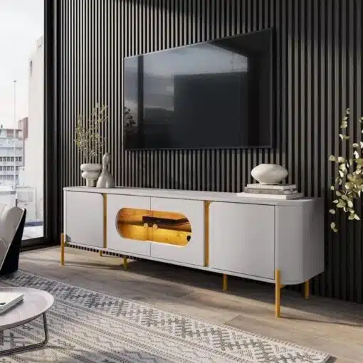 Rack Bancada Juquehy Off/Nature C/LED TV até 75 Polegadas Larg. 1.80m - Bechara